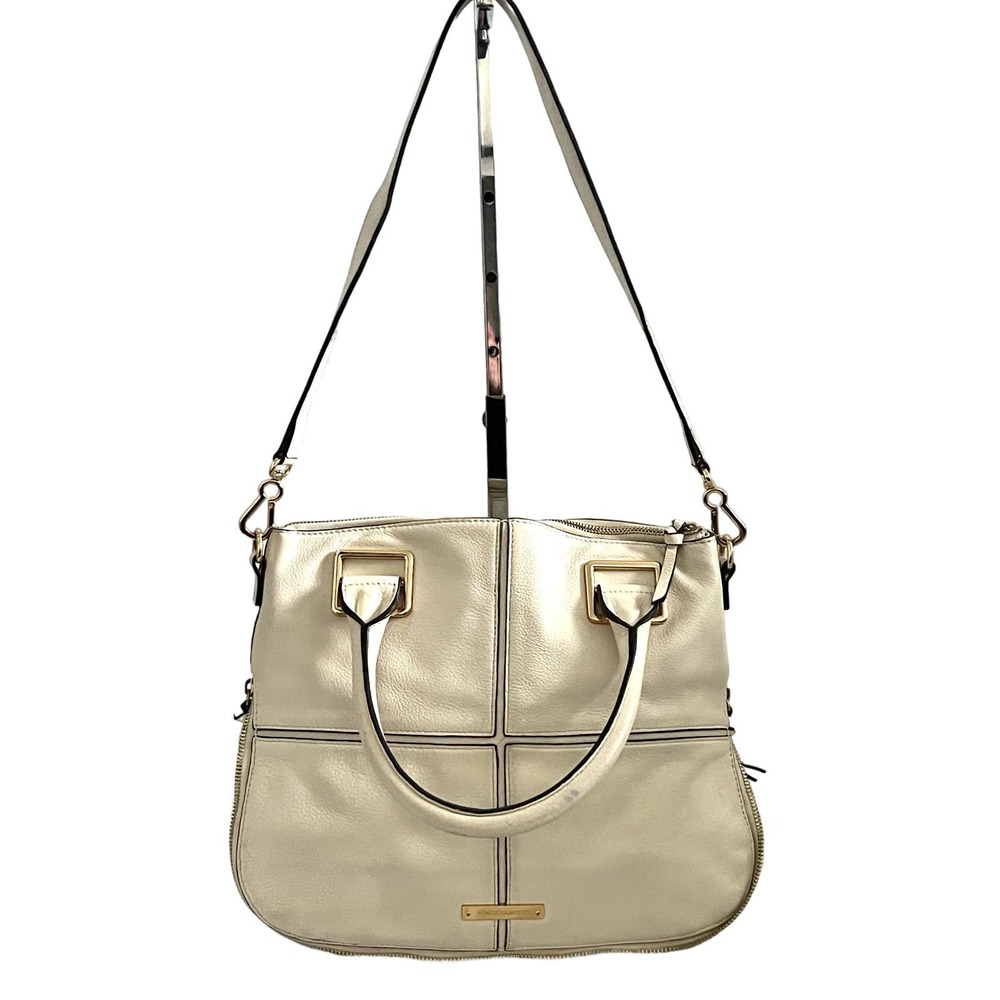 Vince Camuto Beige Leather Expandable Tote Purse